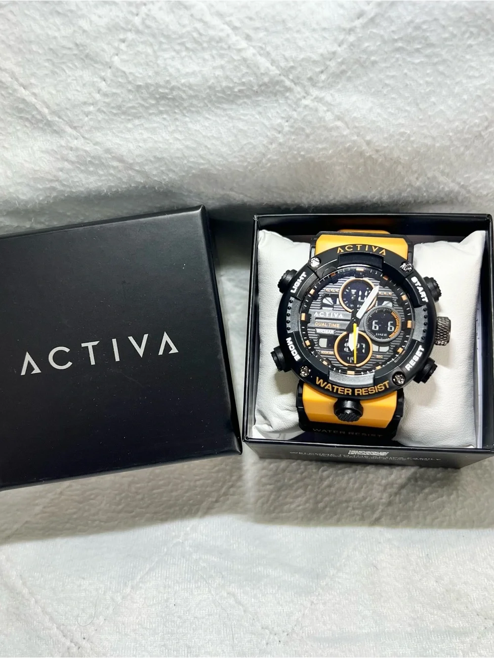NEW! ACTIVA Men's Yellow and Black Sport Chronograph Watch